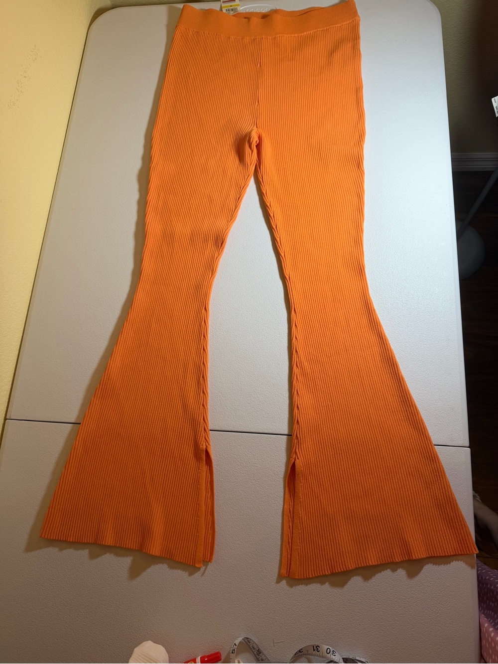 Royalty by Maluma Size Medium High-Rise Split-Slit Flare Pants in Orange - Picture 14 of 16
